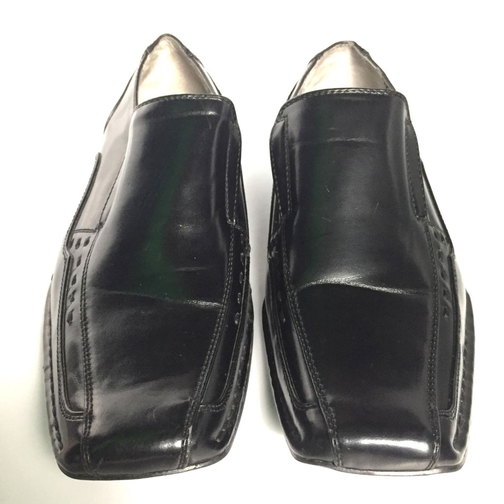Stacy Adams Black Faux Leather Slip On Loafers